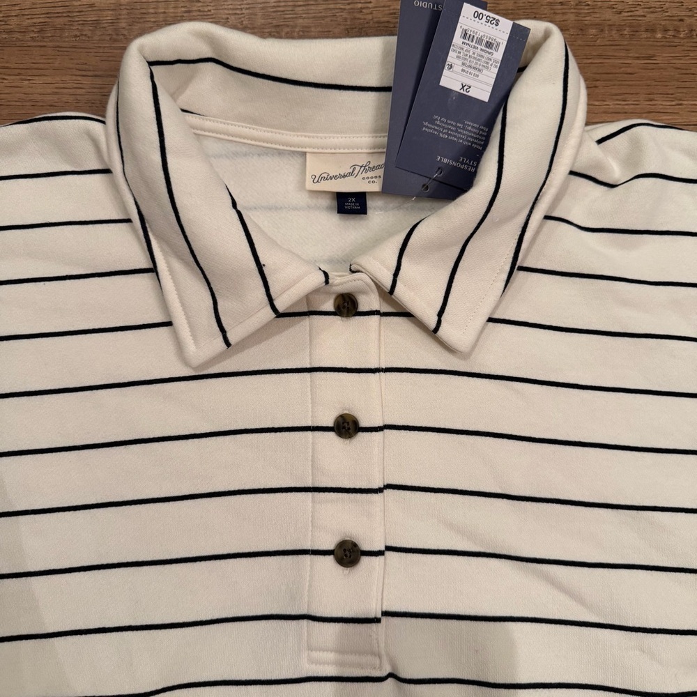 NWT Universal Thread Leisure Studio Pullover Striped Sweatshirt 2X - Picture 3 of 3
